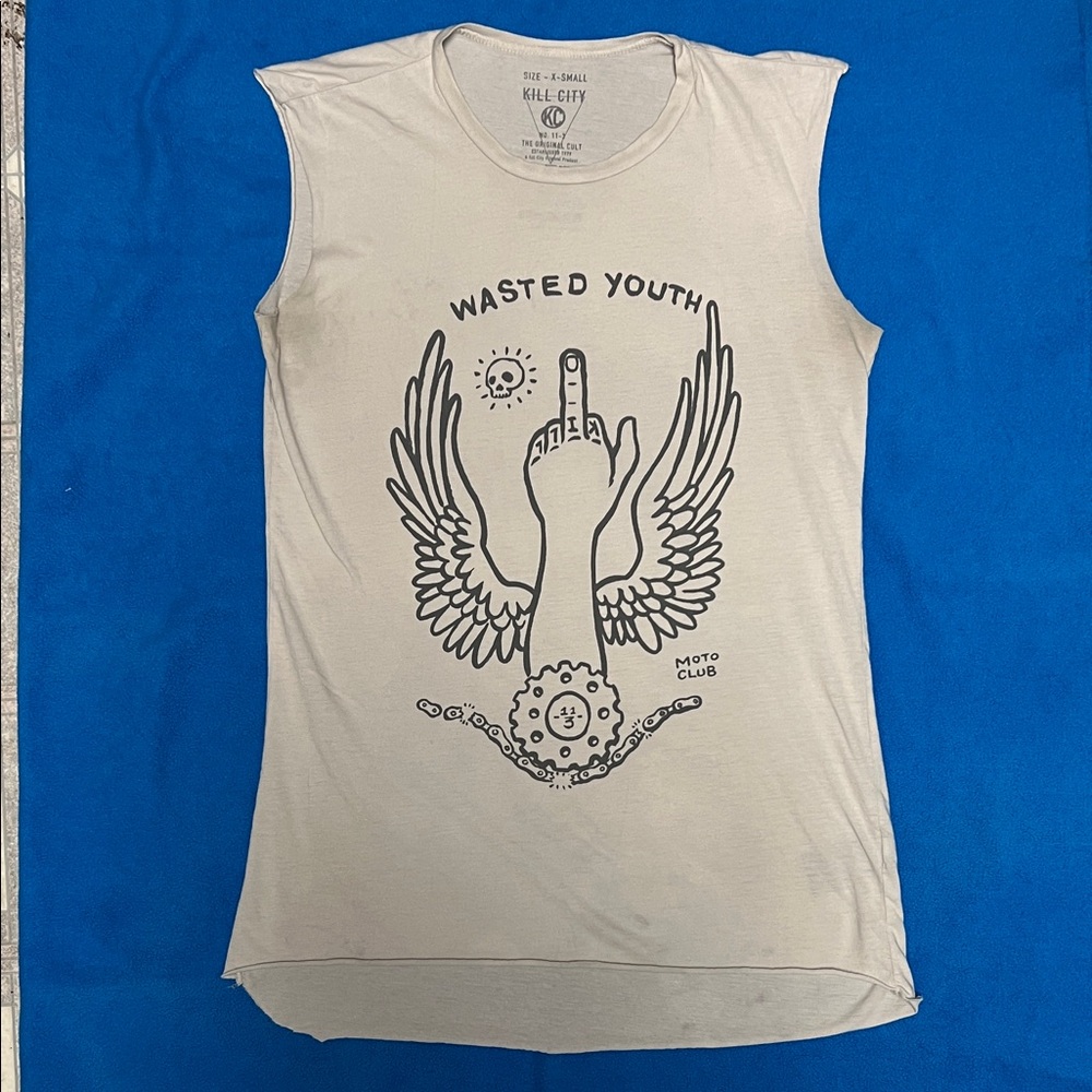 Kill City Wasted Youth Graphic Tee Men XS Lt Gray—Used